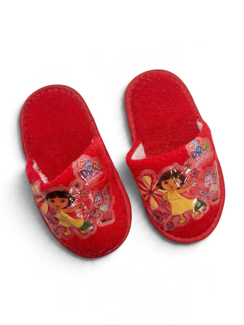 Official Nickelodeon Dora the Explorer Boots Plush Red Slip On Slippers 7-8